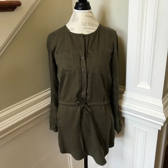 Michael Stars Shirt Dress XS Green Long Sleeve - Picture 3 of 13